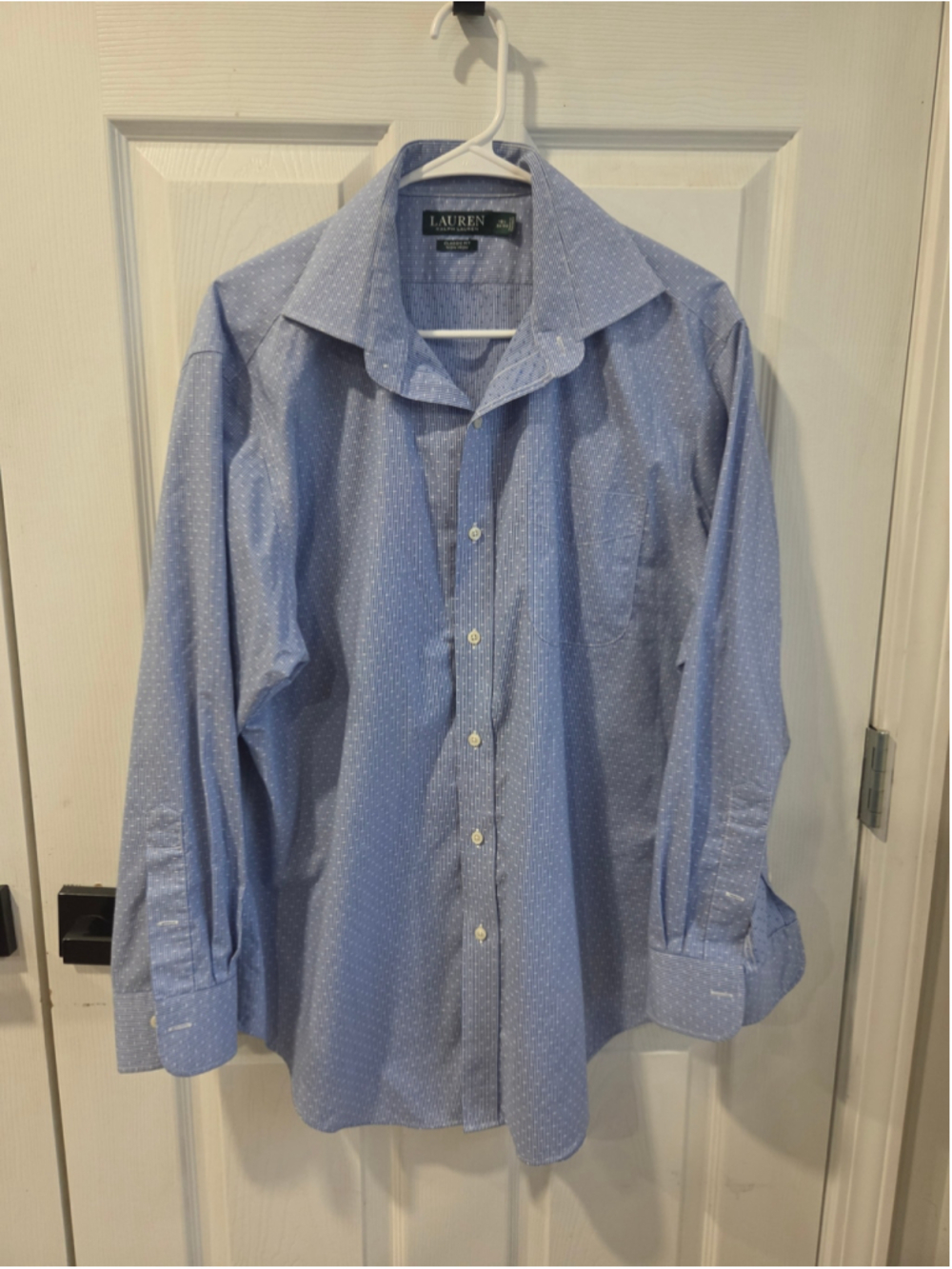 Men's Lauren Ralph Lauren Dress Shirt, Blue/White, Size 16.5 32/33